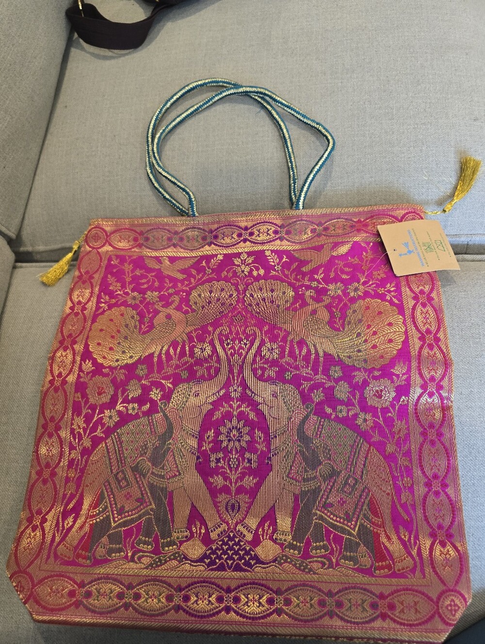 Pink and Gold Elephant Indian Style Handbag